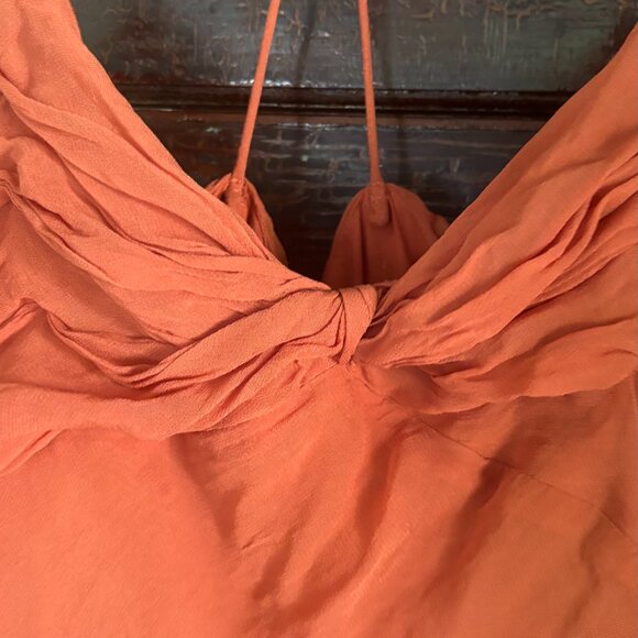 Anthropologie Twist Front Slip Mini Dress Orange Size 10 - Picture 5 of 9